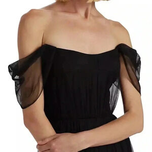 Vera Wang Black Tulle Silk Formal Short Dress Size 4 NWT